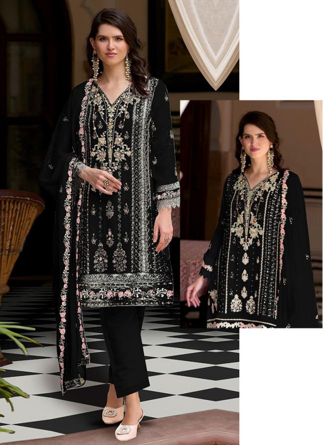 Georgette Black Eid Wear Embroidery Work Pakistani Suit